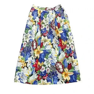 Jerri Sherman Floral Ramie Linen Skirt Size 10